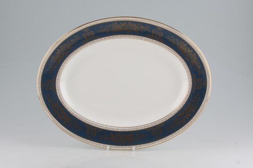 Wedgwood Columbia - Blue + Gold R4509 Oval Platter 14"