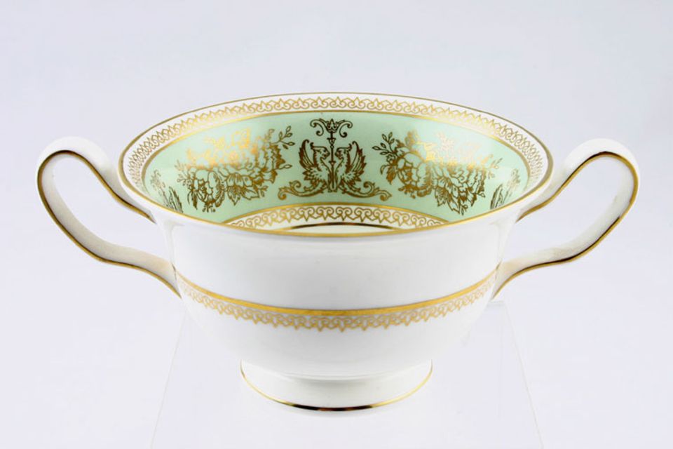 Wedgwood Columbia - Sage Green and Gold Soup Cup 2 Handle