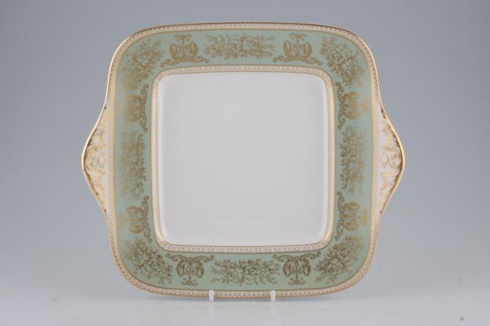 Wedgwood Columbia - Sage Green and Gold Cake Plate Square 10 7/8" x 9 1/2"