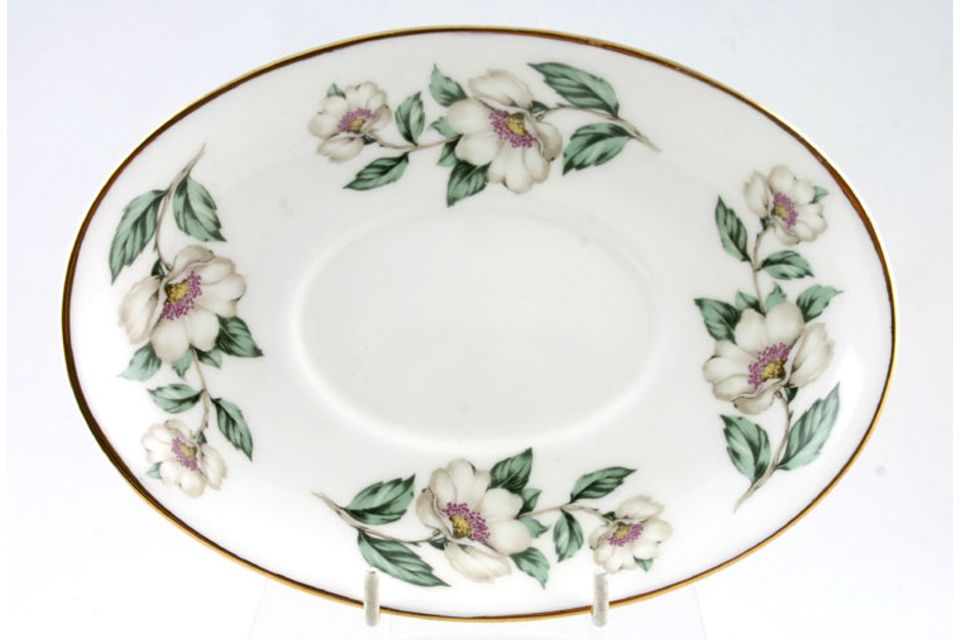 Crown Staffordshire Christmas Roses - Plain Edge Sauce Boat Stand 7 1/2"