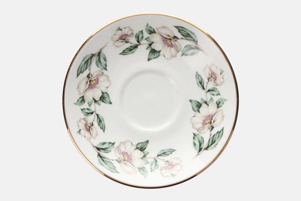 Crown Staffordshire Christmas Roses - Plain Edge Tea Saucer 2" well Fits Leigh and Bell shape 5 5/8"