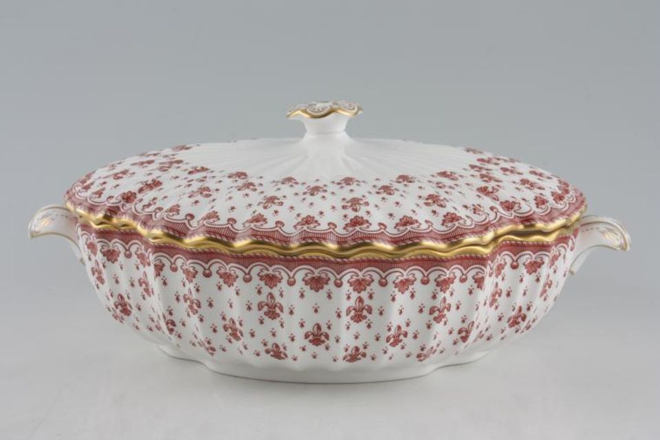Spode Fleur de Lys - Red Vegetable Tureen with Lid Round