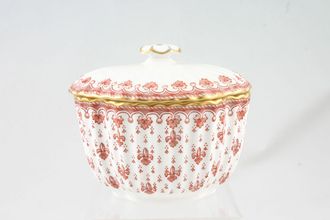 Spode Fleur de Lys - Red Sugar Bowl - Lidded (Tea) 4 1/2"