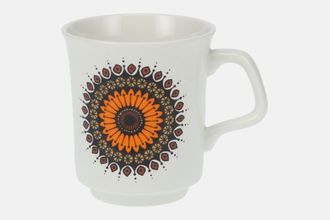 Meakin Inca - Orange + Brown Coffee Cup 2 5/8" x 3"