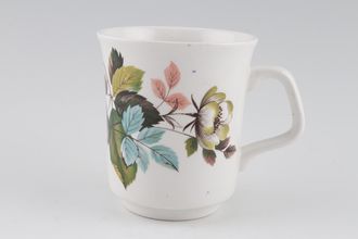 Meakin Studio - blue, pink & green rose leaves with flower Coffee Cup 2 5/8" x 3"