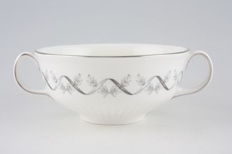 Wedgwood Fairmont, Grey Leaves & Ribbons Soup Cup 2 handles