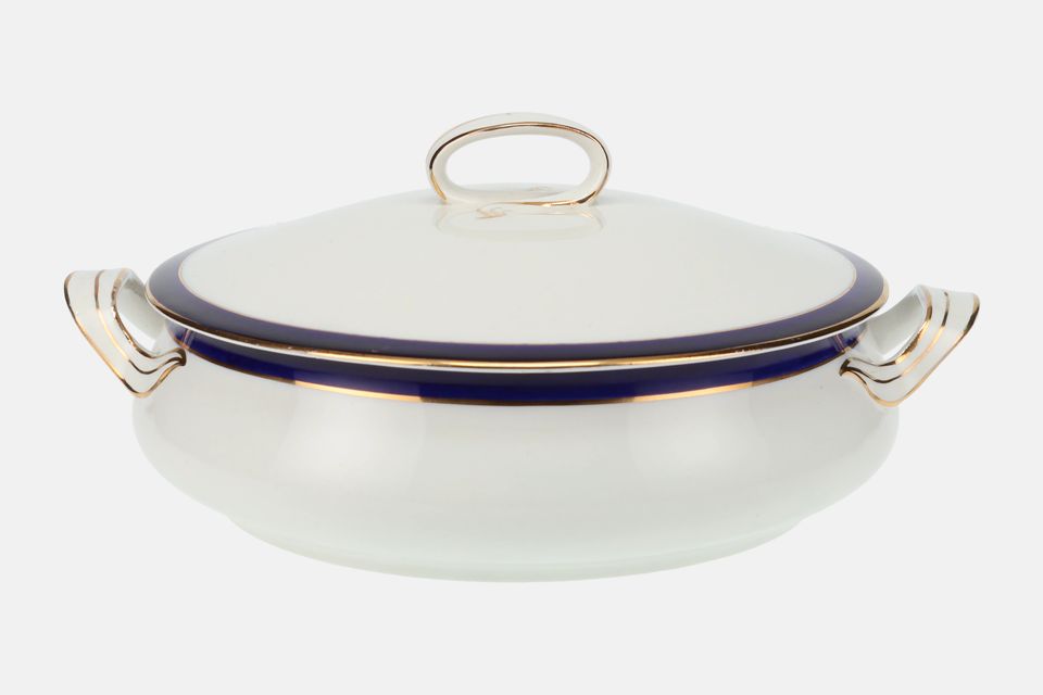 Meakin Bleu De Roi (Plain Blue Band and Gold) Vegetable Tureen with Lid