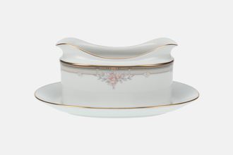 Noritake Blossom Mist Sauce Boat and Stand Fixed