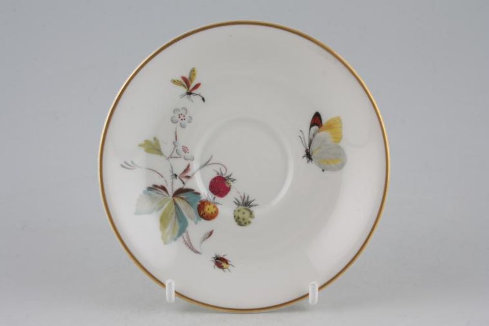 Royal Worcester Strawberry Fair - Gold Edge Porcelain Coffee Saucer 4 5/8"