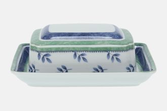 Sell Villeroy & Boch Switch 3 Butter Dish + Lid Lid has Leaves Pattern and Green & Blue stripes. Base has Wide Green and Blue Stripes