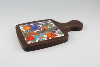 Villeroy & Boch Acapulco Cheese Board 5 7/8" squared tile set in wooden board with handle
