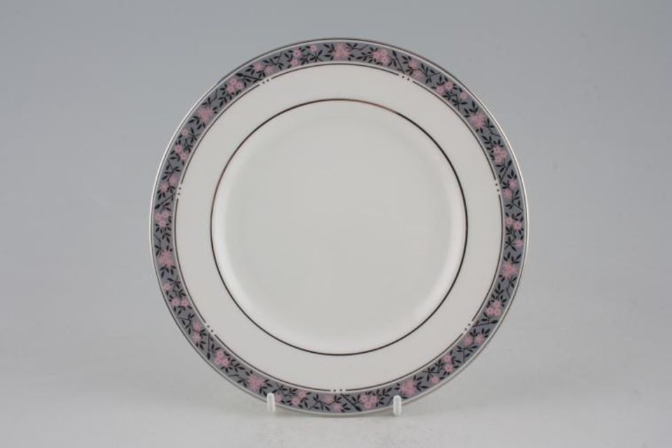 Wedgwood Fairmont - Grey Band - Pink Flowers Tea / Side Plate 7"