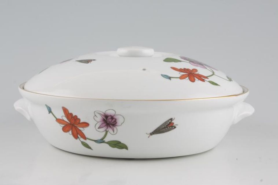 Royal Worcester Astley - Gold Edge Casserole Dish + Lid Shape 22, Size 3 - Round, Smooth Handles, Knob On Lid 1 1/2pt