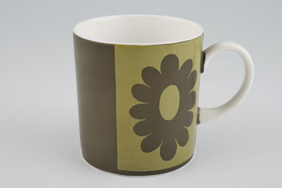 Susie Cooper Carnaby Daisy Coffee/Espresso Can Khaki/Lime 2 1/2" x 2 3/4"