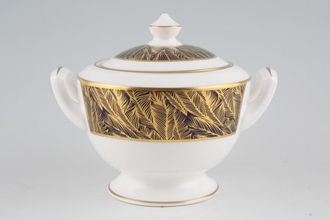 Royal Worcester Gold Feathers - Blue Sugar Bowl - Lidded (Tea)