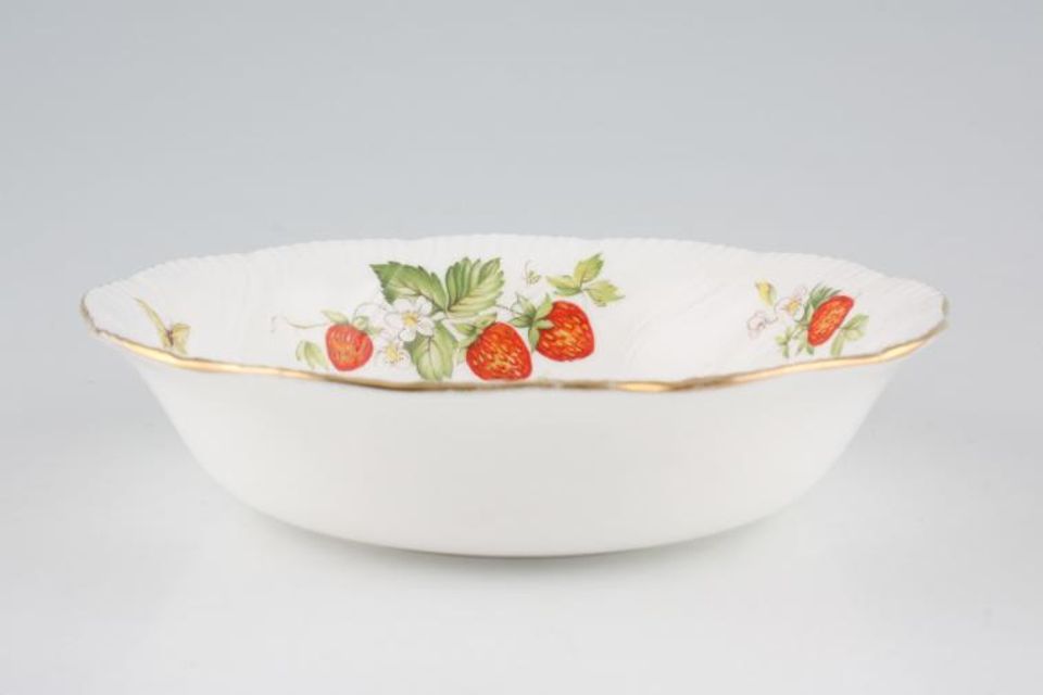 Queens Virginia Strawberry - Gold Edge - Swirl Embossed Soup / Cereal Bowl 6 3/8"