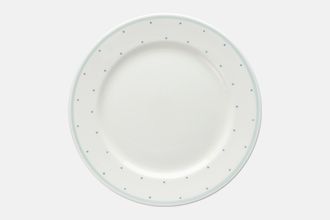 Susie Cooper Raised Spot - White Background - Blue Spots and Band Dinner Plate 10 1/2"