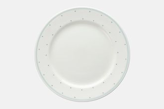Susie Cooper Raised Spot - White Background - Blue Spots and Band Dinner Plate 10 1/2"