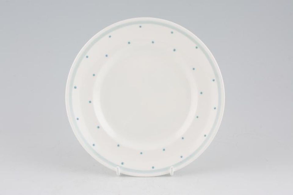 Susie Cooper Raised Spot - White Background - Blue Spots and Band Tea / Side Plate 6 1/2"