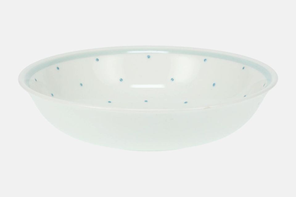 Susie Cooper Raised Spot - White Background - Blue Spots and Band Soup / Cereal Bowl 6 1/4"