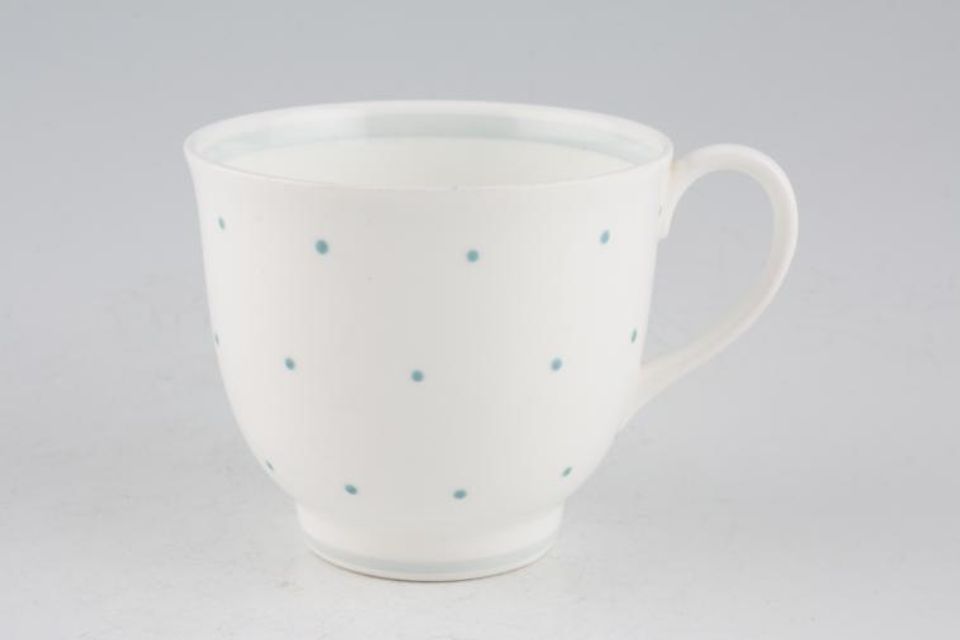Susie Cooper Raised Spot - White Background - Blue Spots and Band Teacup 3 1/4" x 2 3/4"