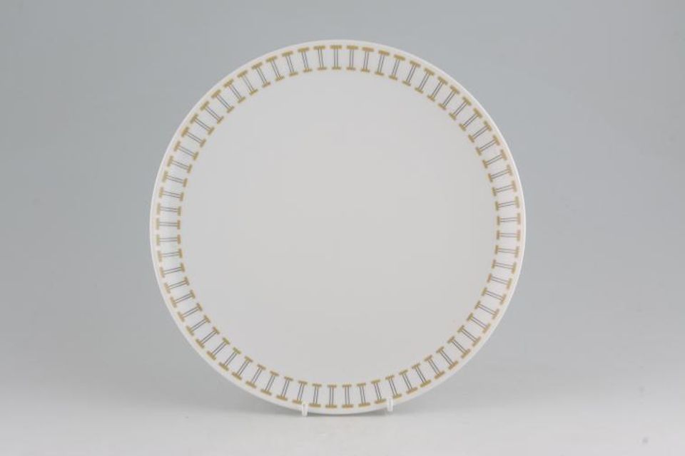 Thomas White with Black and Mustard Detail Dinner Plate 10"