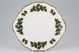 Queens Yuletide Cake Plate Round, eared 10"