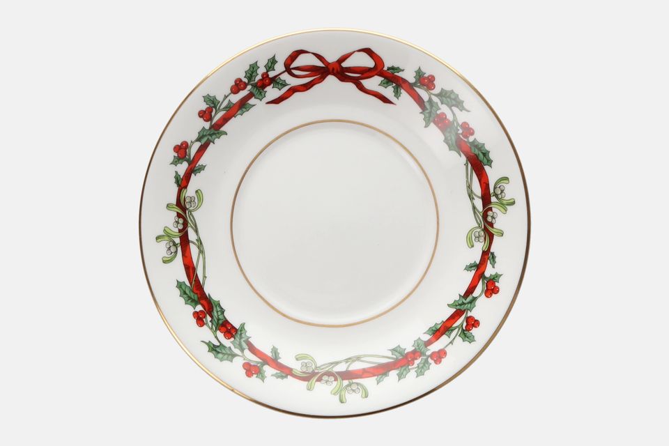 Royal Worcester Holly Ribbons Tea Saucer 3" Well 5 7/8"