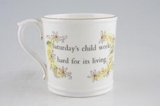 Royal Worcester Days Of The Week - Older Mug Saturday Girl 3 1/8" x 3 1/8" thumb 2