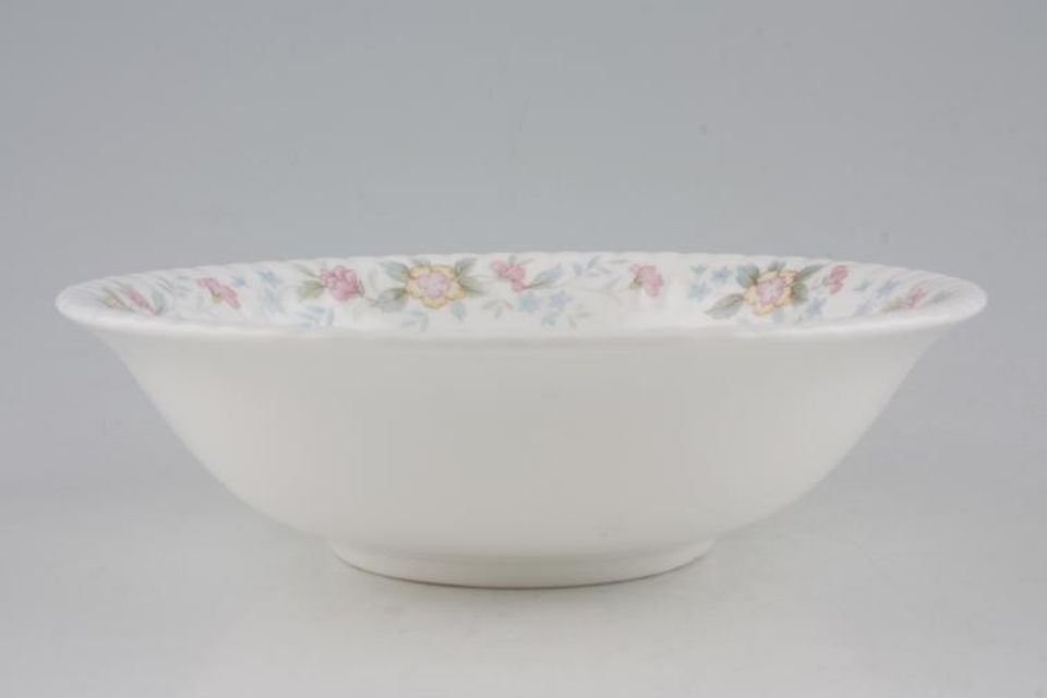 Hammersley Fluted - Pink + Yellow Flowers Soup / Cereal Bowl 6 5/8"