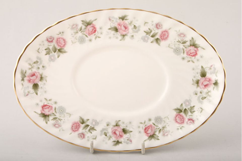 Minton Spring Bouquet Sauce Boat Stand Oval 8 1/4"