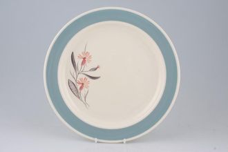 Susie Cooper Pink Campion Dinner Plate Cream Background , Flower is on the side of the plate 10"
