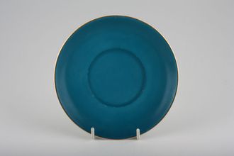 Susie Cooper Gold Stars - Signed Coffee Saucer Turquoise 5 1/2"