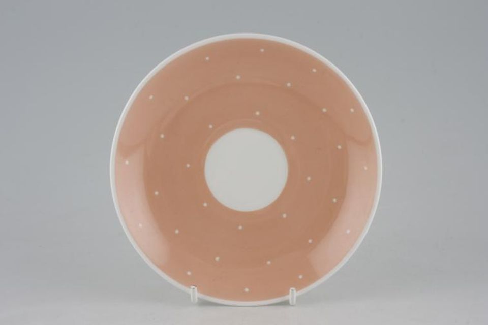 Susie Cooper Raised Spot - Salmon Pink Tea Saucer 5 7/8"