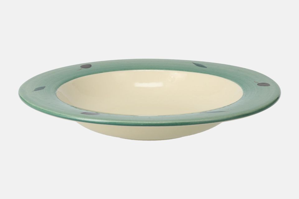 Poole Fresco - Green Rimmed Bowl Shades may vary 9 3/4"